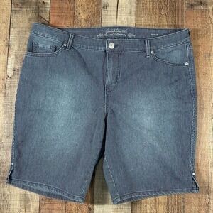 Gloria Vanderbilt Womens Plus 16W Bermuda Denim Shorts Pinstripe Classic Casual